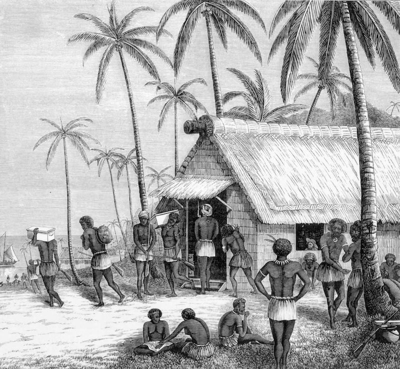 ‘Pauying off labourers at Fiji’, by Ebenezer and David Syme, 6 October 1875. State Library Victoria. Public Domain.